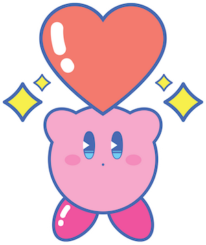 Kirby holding a heart.